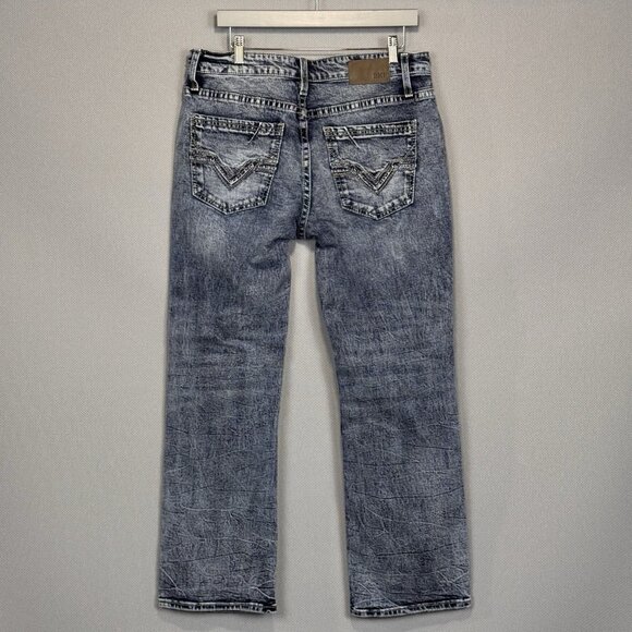 Buckle BKE Jeans Mens 34x30 Blue Jake Straight Mid Rise Stretch Distressed Denim - Picture 1 of 11